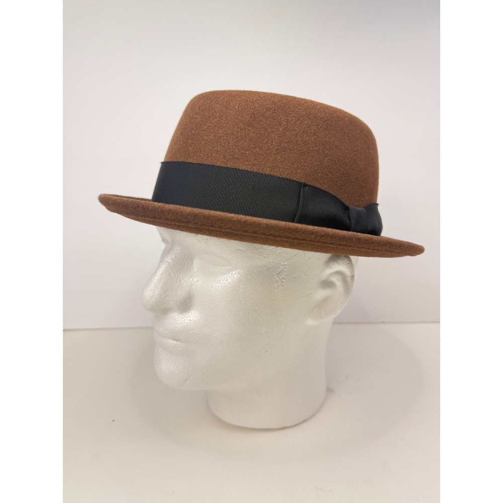 Bailey of Hollywood Darron Pork Pie 100% Wool Lite Felt Brown with Black Ribbon